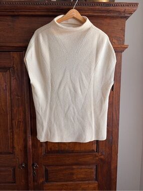 Vince ribbed sleeveless sweater with funnel neck cashmere wool blend batwing